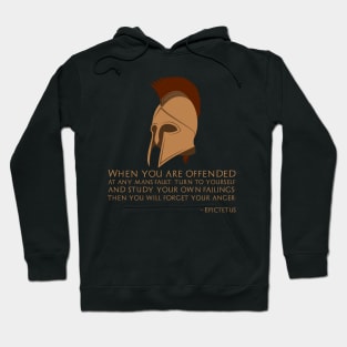 When you are offended at any man's fault, turn to yourself and study your own failings. Then you will forget your anger. - Epictetus Hoodie